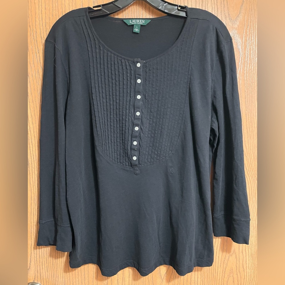 Lauren Ralph Lauren Black Top With Button Front